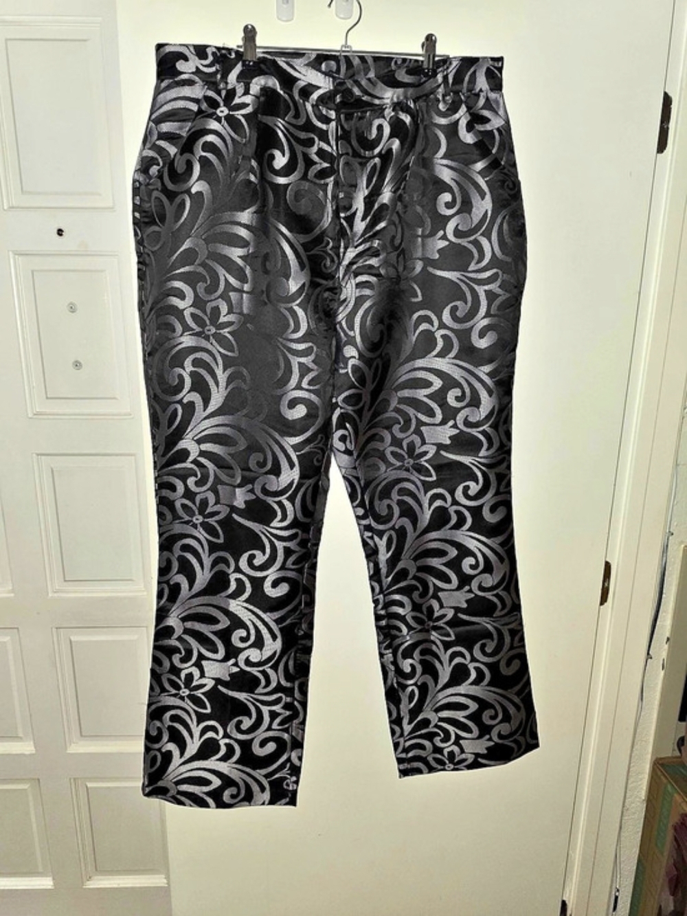 Women's Patterned Flare Pants in Black & Gray